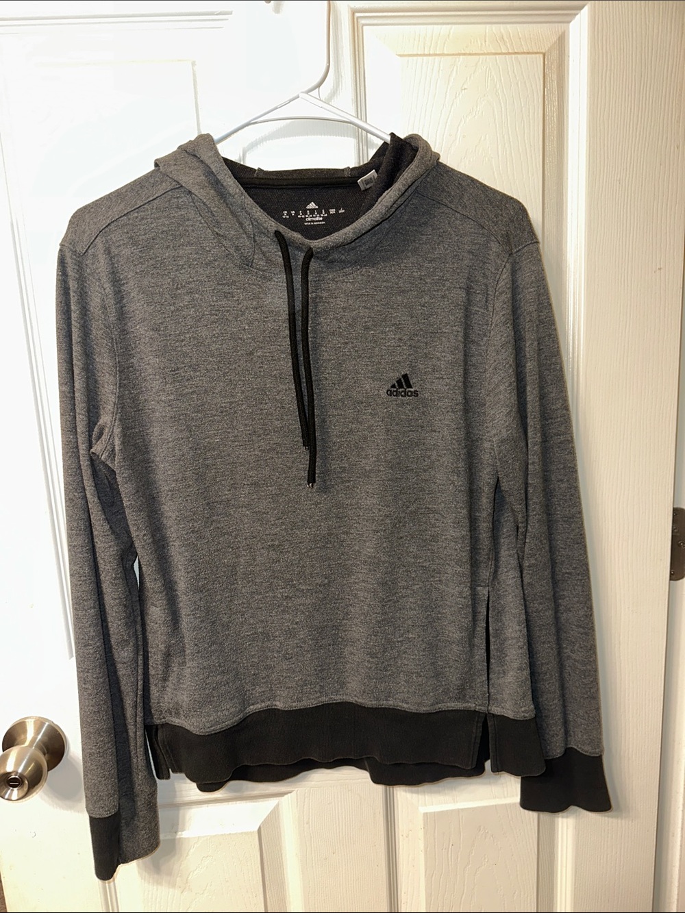 adidas Heather Grey Hoodie with Black Accents